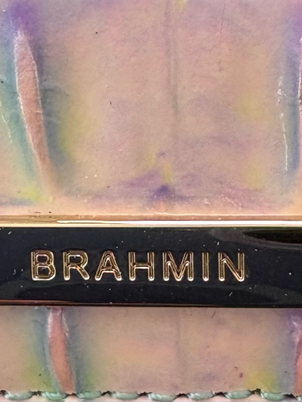 Brahmin Iridescent Croc-Embossed Wallet - Pink, Blue, Yellow Shift - Picture 5 of 6